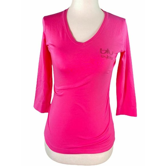 Blu Byblos Blu pink long sleeve with rhinestones top - Picture 1 of 7